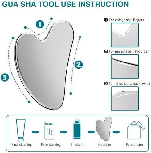 Livronic Gua sha Tool for Face | Stainless Steel Gua Sha | Facial Tools Metal Gua Sha | Tighten Skin Care Tools |