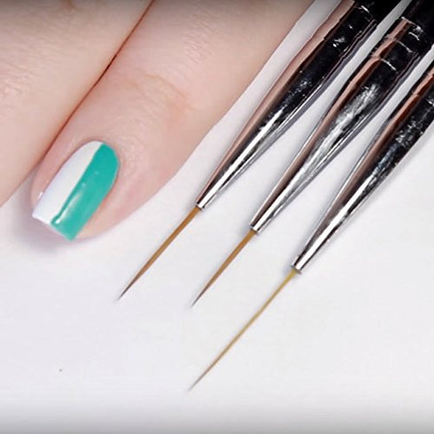 Winstonia Striping Nail Art Brushes Set of 3 pcs for Long Lines, Details, Fine Designs