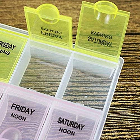 INVODA Pill Case, 7 Day Weekly Pill Box with Medication Reminder, 21 Detachable Compartments