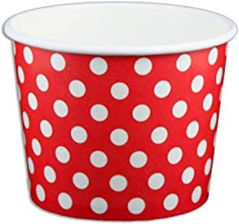 Worlds Paper Ice Cream Cups Polka Dot Paper Yogurt Cups 16OZ Red 50