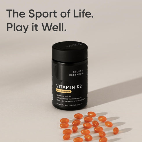 Sports Research Extra Strength Vitamin K2 as MK-7, 60 Veggie Softgels, 180 mcg with Coconut MCT Oil