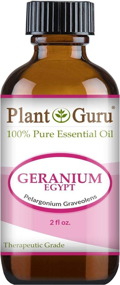 Plant Guru Geranium Essential Oil 2 oz 100% Pure Undiluted Therapeutic Grade