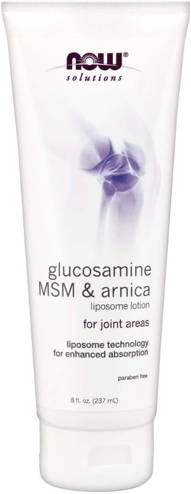 NOW Solutions Glucosamine, MSM and Arnica Liposome Lotion, 8-Ounce for Joint Areas, Enhanced Absorption Technology