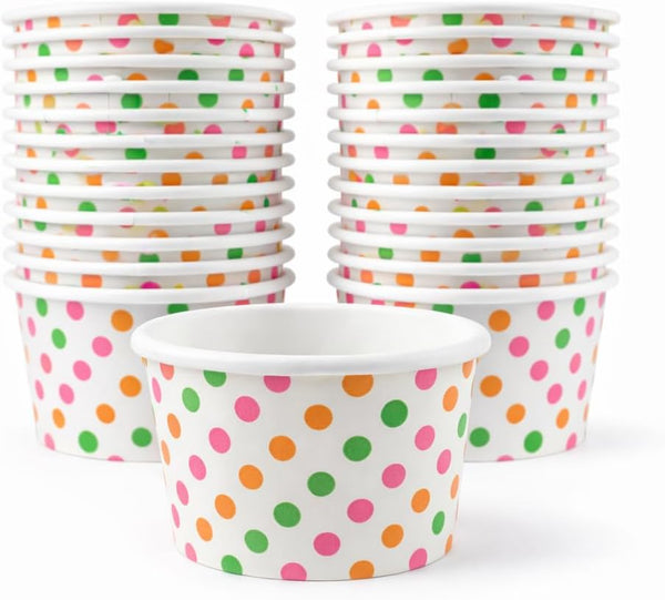Worlds Paper Ice Cream Cups Polka Dot Paper Yogurt Cups 8oz Rainbow 50