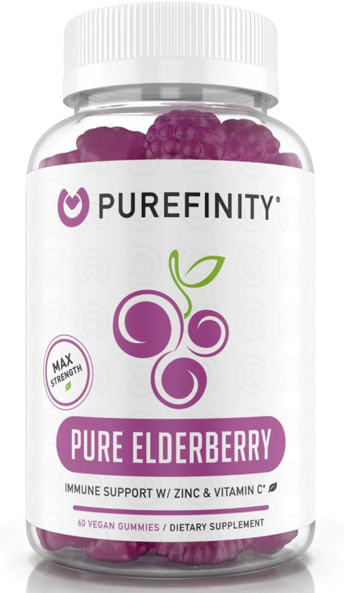 Sambucus Elderberry Vitamin C and Zinc Gummies - 60 Vegan Gummies for Kids & Adults