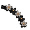 Lurrose Toothed Banana Hair Clips for Women Girls, Strong Tension Ponytail Holder, Black Flower Barrette