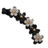 Lurrose Toothed Banana Hair Clips for Women Girls, Strong Tension Ponytail Holder, Black Flower Barrette