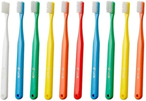 Japanese Toothbrush Oral Care Tuft24, Capless Pack of 10, Soft for Healthy Gums and Strong Brushing Pressure