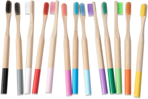Healeved 4pcs Cleaning Toothbrushes for Adults, Bamboo Brush Teeth, Soft Manual Toothbrush White Travel Kit