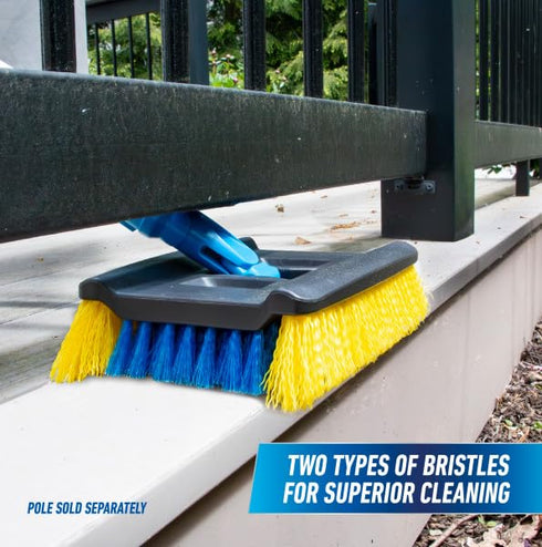 Unger Professional Lock-On Wood & Composite Deck Brush, Scrub for Outdoor Decks with Durable Dual-Bristle, Swivel Deck
