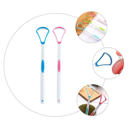 2pcs Tongue Cleaner Scraper Oral Brush for Adult Tongue Cleaning, TPR Adult Tongue Scraping Tools