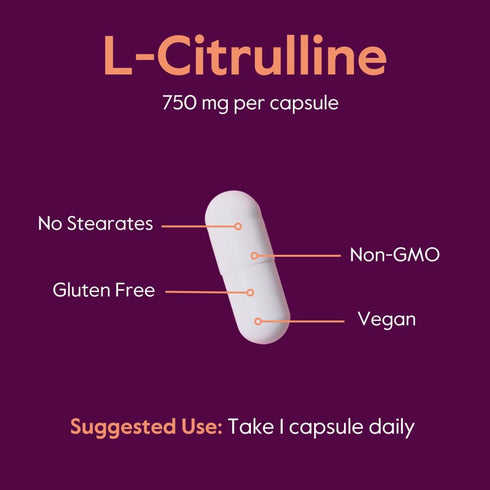 BESTVITE L-Citrulline 750mg per Capsule (120 Vegetarian Capsules) - Non GMO, Gluten Free, Vegan