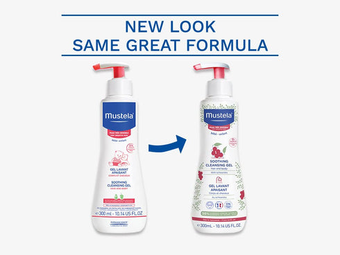 Mustela Baby Soothing Cleansing Gel, Fragrance-Free Hair & Body Wash for Very Sensitive Skin, 10.14 fl. oz.