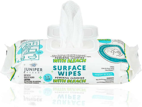 1 Pack Surface Wipes with Bleach, All-Purpose Cleaner for Bathroom, Kitchen, Office, 72 Count, Lint Free & Durable