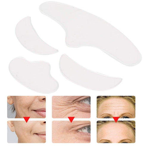 ZJchao Wrinkle Patches, 4Pcs Anti Wrinkle Silicone Patch Pad, Reusable Forehead Eye Face Chin Patch for Women