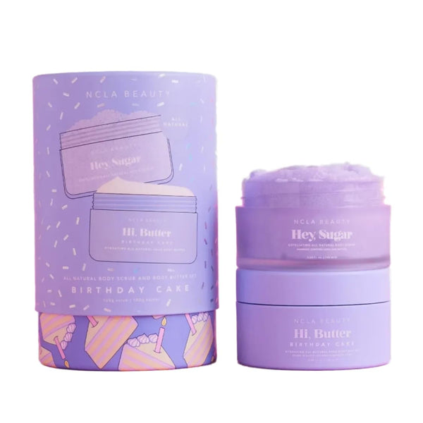 NCLA Birthday Cake Body Care Discovery Set (2 Pieces) - Vegan, Cruelty-Free Body Scrub + Body Butter