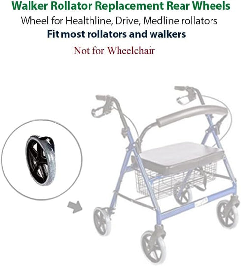 Walker Rollator Replacement Wheel (1) Grey Tire (HL450W (Rear)) by HEALTHLINE