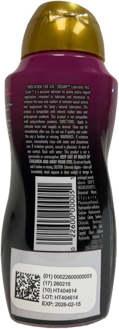 TROJAN H2O 5.50 oz (Pack 4) Water-Based Personal Lubricant, Closer