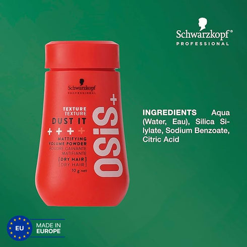 OSiS+ Dust It - Mattifying and Texturizing Volume Powder, Long-Lasting Hold, Strong Control for Different Hair Styles
