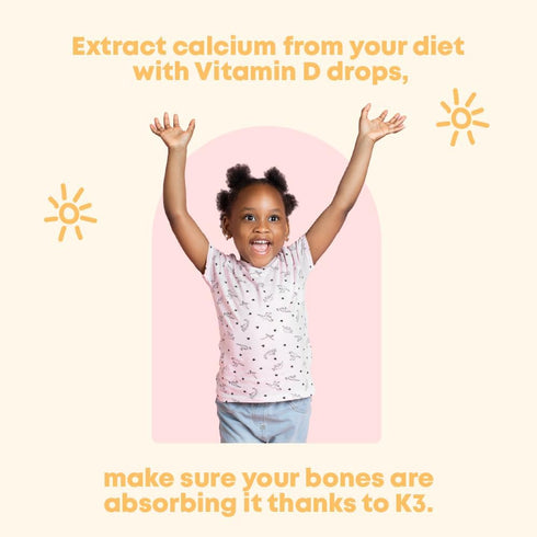 Children Vitamin D Drops, 1000iu Vitamin D3 K2 Liquid for Kids, Supports Strong Bones and Immune System - 360 Servings