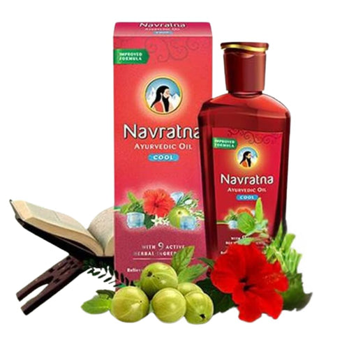 Navratna Ayurvedic Cool Oil | with 9 Active Herbal Ingredients | Relaxing Head