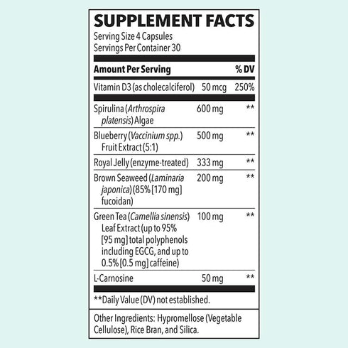 LifeSeasons - Stem Boost-R, Support Stem Cell Production with Spirulina, Blueberry, Royal Jelly, 120 Capsules
