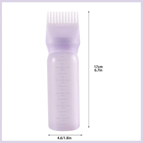 Pimoys 6 Ounce Root Comb Applicator Bottle, Oil Applicator for Hair Dye, Purple, 2 Pack