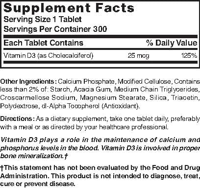 Nature's Blend Vitamin D3 1000 IU, 300 Tablets