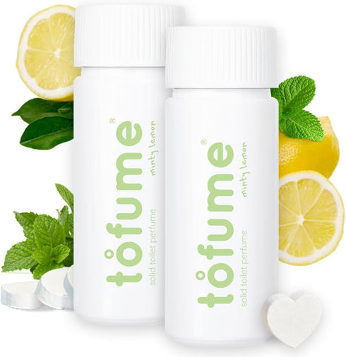 Effervescent Bathroom Air Fresheners - Minty Lemon Fragrance Toilet Deodorizer Tablets, 2 Pack