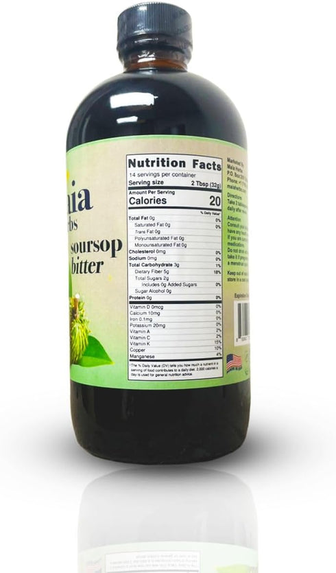 Maia Herbs 16oz Immune Soursop Bitters Liquid - Premium Holistic Boost