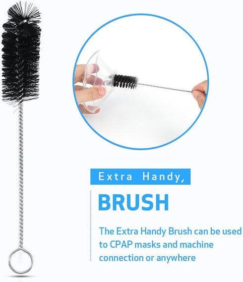CPAP Tube Cleaning Brush – 7ft Flexible Stainless Brush & 7.28in Handy Mask Brush for Standard 22mm Tube – 2pcs