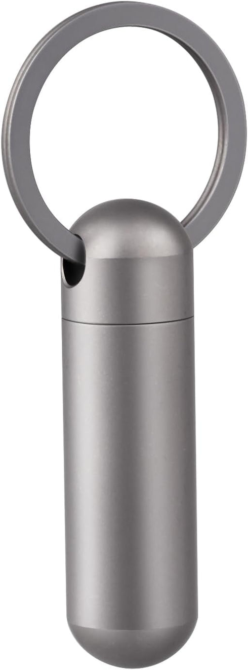 SHD Keychain Pill Box, Mini Waterproof Titanium Pill Holder Container, Portable Small Case for Outdoor Travel Camping