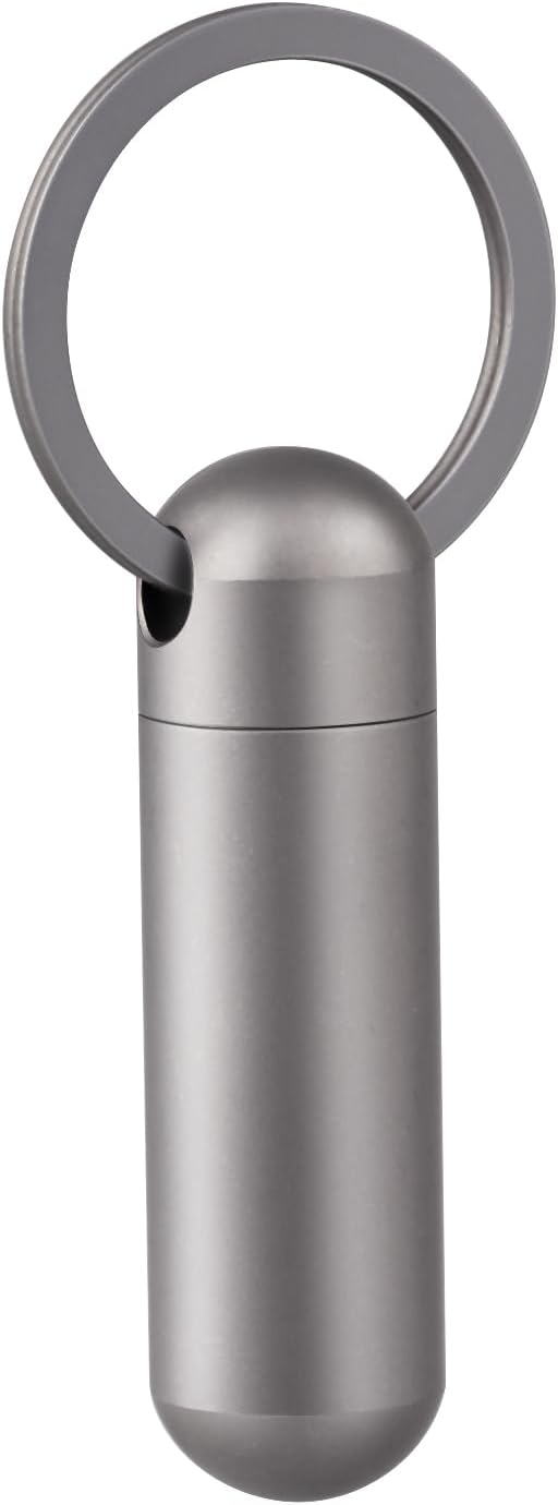 SHD Keychain Pill Box, Mini Waterproof Titanium Pill Holder Container, Portable Small Case for Outdoor Travel Camping