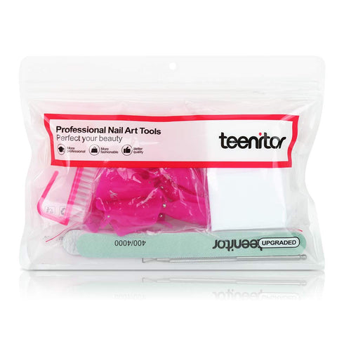 Teenitor Gel Nail Polish Remover Kit, 10pcs Remover Clips, 115pcs Nail Wipe Pads, Hot Red