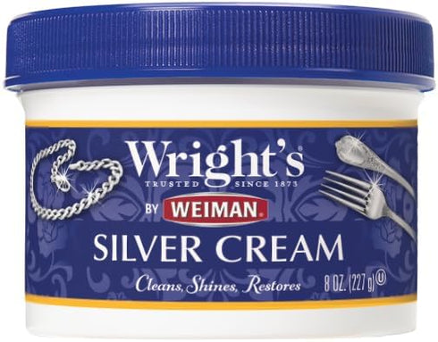 Wright's Silver Cleaner and Polish Cream, 8 Ounce, Ammonia Free, Gently Cleans Jewelry, Pewter, and Silver