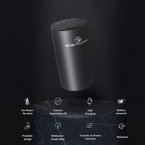 Waterless Oil Diffuser - Battery Operated Aromatherapy Diffuser with 3 Cold Mist & Timer
