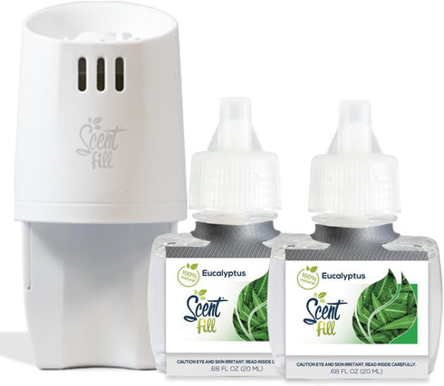 Scent Fill 100% Natural Eucalyptus Plug in Air Freshener - 2 Refills + Diffuser