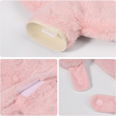 Ibluelover 1L Pack U Shaped Hot Water Bottle for Neck & Shoulder Soft Rubber Hot Water Bag with Plush Cover Pain Relief