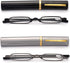 Viseng 2 Pack Slim Mini Metal Reading Glasses, Compact Lightweight Portable Readers with Glasses Case +2.5