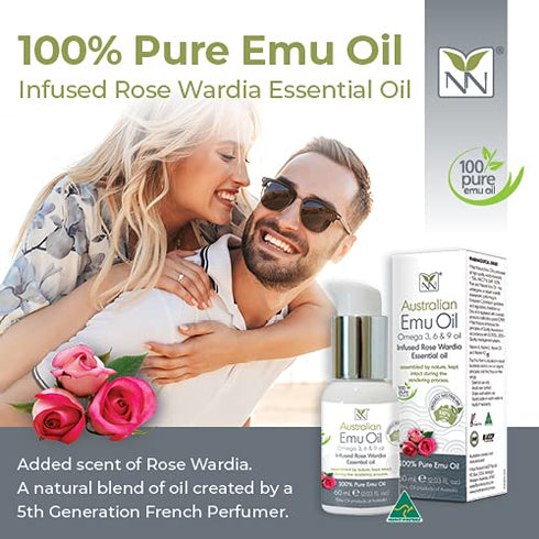 Y-Not Natural Ultra Pure Australian Emu Oil, Luxury Emu Oil 60 mL, Infused with Rose Wardia, Ultimate Moisturizer