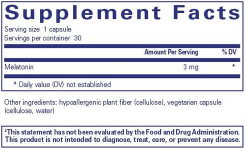 Pure Encapsulations Melatonin 3 mg - Antioxidant Supplement to Support Natural Sleeping & Relief of Occasional Sleeplessness - for Natural Sleep Support* - 30 Capsules