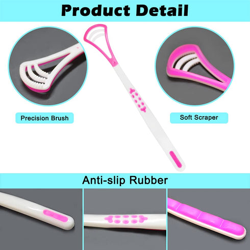 Tongue Scraper Cleaner Soft Tongue Scraper for Healthy Oral Care, 6PCS Tools for Adults and Kids