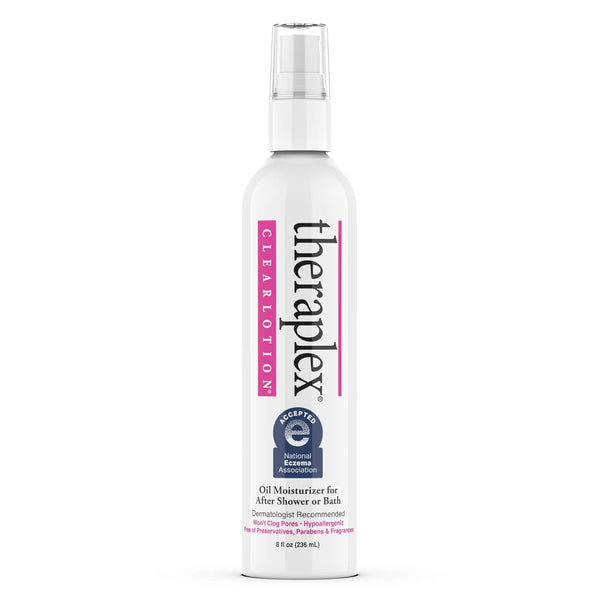 Theraplex Clear Lotion Spray (8 oz) - Natural Jojoba Oil, Hypoallergenic, No Parabens, Dermatologist Recommended