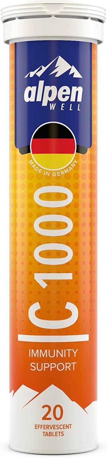 AlpenWell Vitamin C - 1000mg + Zinc - Immune Support Effervescent Vitamin Drink Tablet, Orange Flavor
