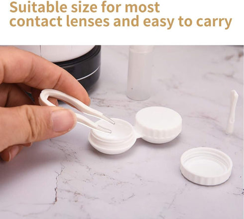 Contact Lens Case, Marble Travel Kit with Remover Tool, Mirror, Tweezers & Solution Bottle for Women & Girls (Gold)
