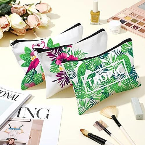Xuniea 12 Pcs Cosmetic Bags Sublimation Blanks, DIY Heat Transfer Makeup Bags, Iron on Zipper Toiletry Pouch (White)