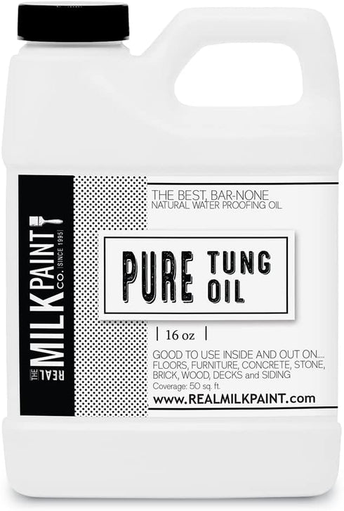 Real Milk Paint Pure Tung Oil for Wood Finishing, 16 oz, Food Grade, Waterproof