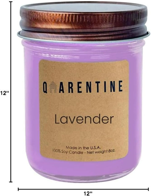Qarentine -100% (8oz) Organic Soy Wax Lavender Scented Candle Pure Soy Wax & Essential Oils - Aromatherapy, Clean