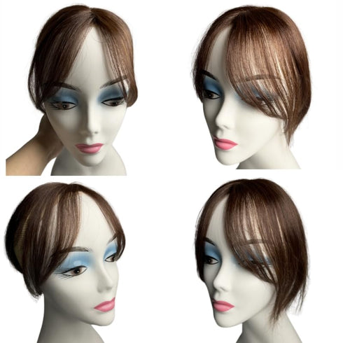 Natural Human Hair Bangs, Side Fringe Clip-in Extensions, Invisible Hairpieces for Women, Dark Brown