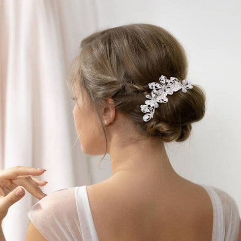 inSowni 32 Pack Silver Wedding Hair Side Combs + U-shaped & Twist Bridal Hair Pins Accessories with Rhinestone Pearls